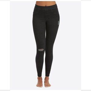 Spanx denim legging jean jegging distressed black skinny stretch new XS 0 2
